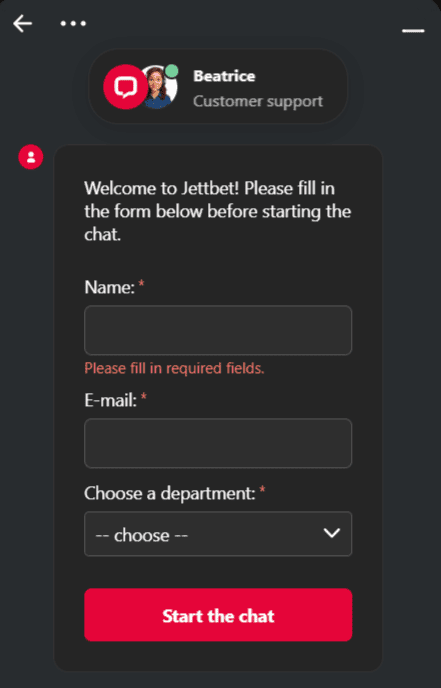 Jettbet Kundenservice – 24/7 Live-Chat und E-Mail-Support für Spieler aus Deutschland
